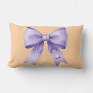 Crowned Stethoscope Lavender Bow Lumbar Cushion
