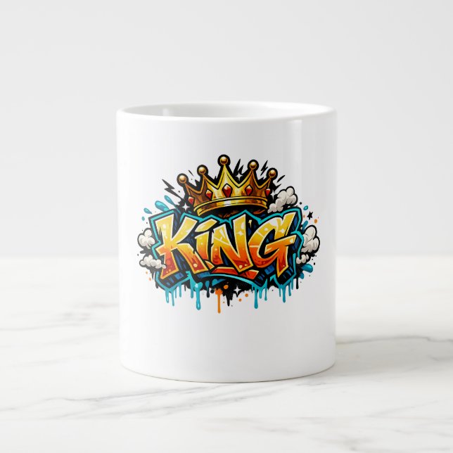 Crowned Street King Graffiti Large Coffee Mug (Front)