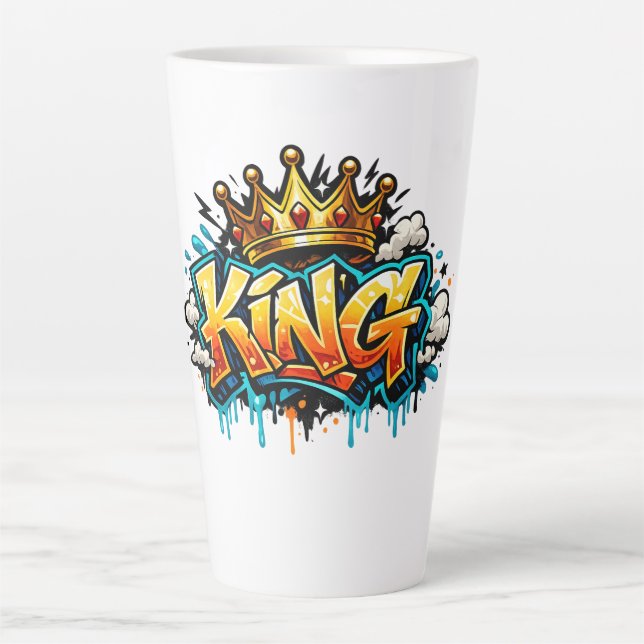Crowned Street King Graffiti Latte Mug (Front)