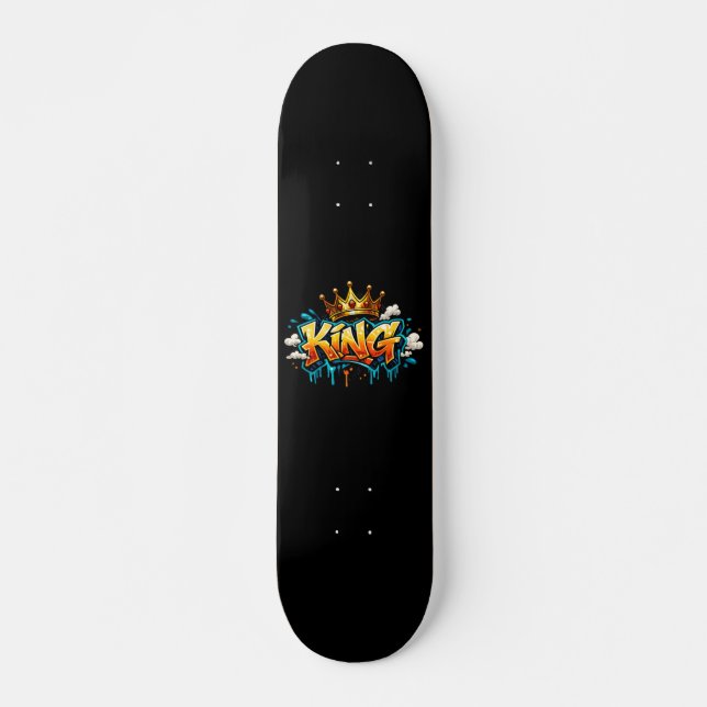 Crowned Street King Graffiti Skateboard (Front)