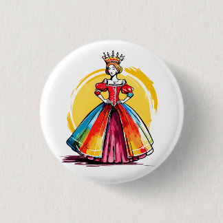 Crowned Sun Queen 3 Cm Round Badge