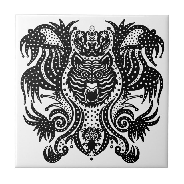 Crowned Tiger King or Queen Ceramic Tile (Front)