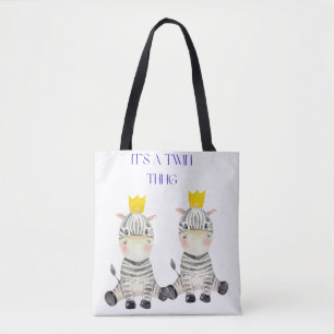 Crowned Zebra Twins Tote Bag