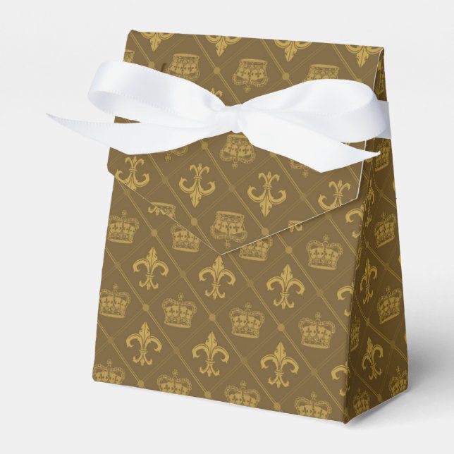 Crowns & Lily pattern + your text or sign Favour Box (Front Side)