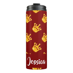 Crowns on red thermal tumbler