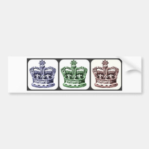 CROWNS WITH FLEUR DE LIS AND CROSSES COLLAGE PRINT BUMPER STICKER
