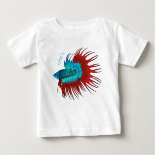 Crowntail betta fish cartoon illustration baby T-Shirt