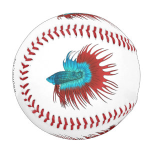 Crowntail betta fish cartoon illustration baseball