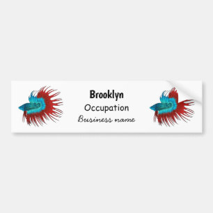 Crowntail betta fish cartoon illustration bumper sticker