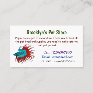 Crowntail betta fish cartoon illustration business card