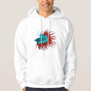 Crowntail betta fish cartoon illustration hoodie