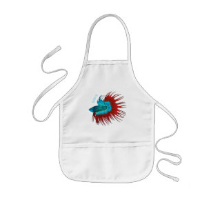 Crowntail betta fish cartoon illustration kids apron