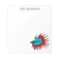 Crowntail betta fish cartoon illustration