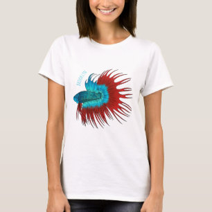 Crowntail betta fish cartoon illustration T-Shirt