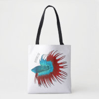 Crowntail betta fish cartoon illustration
