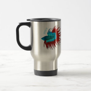 Crowntail betta fish cartoon illustration travel mug