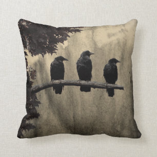 Crows Aged Art Ravens Cushion