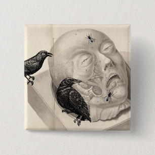 Crows and corpse 15 cm square badge