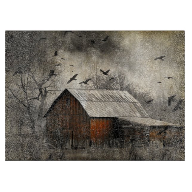 Crows And Old Barn Cutting Board (Front)