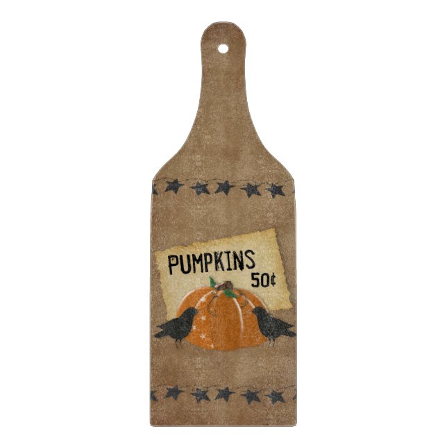 Crows and Pumpkin Glass Cutting Board (Front)
