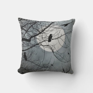 Crows And The Moon In The Sky Cushion