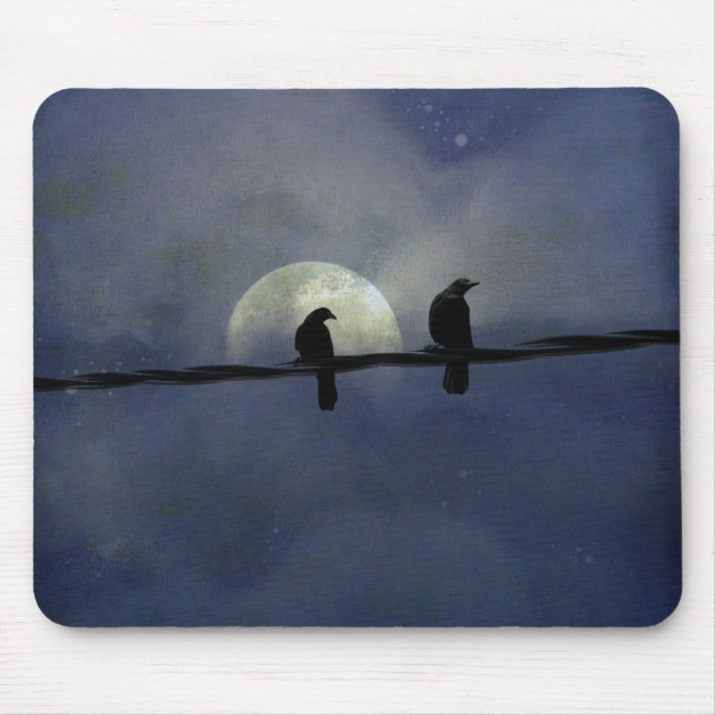 Crows And The Mysterious Night Sky Mouse Pad (Front)