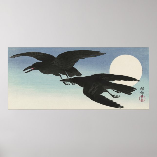 Crows at Full Moon by Ohara Koson (1925–1936) Poster (Front)