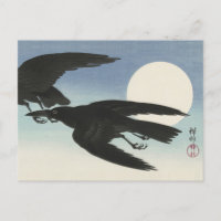 Crows at Full Moon Painting by Ohara Koson