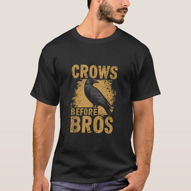 Crows Before Bros Design Dark Bird Witchcraft Retr T-Shirt (Front)