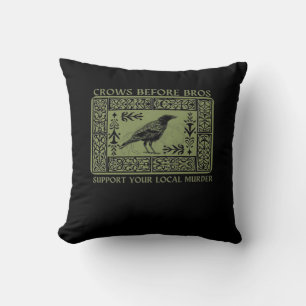 Crows Before Bros - Whimsigoth Fantasy Illustratio Cushion
