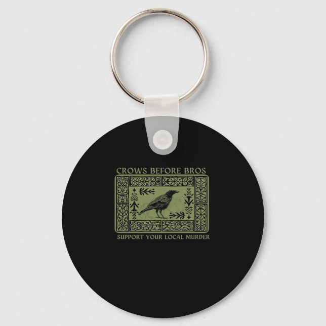 Crows Before Bros - Whimsigoth Fantasy Illustratio Key Ring (Front)