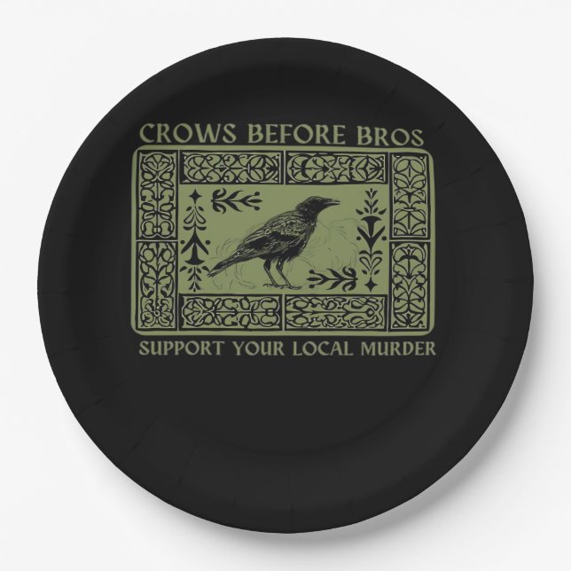 Crows Before Bros - Whimsigoth Fantasy Illustratio Paper Plate (Front)