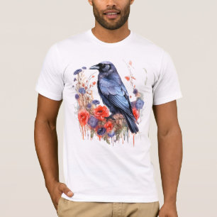 Crows Bird Crow Lover Flower T-Shirt