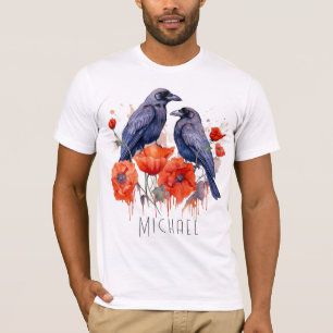 Crows Bird Crow Lover Flower T-Shirt
