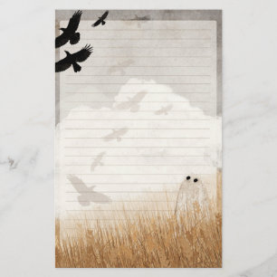 Crows - Ghost Lined Letter Page Stationery