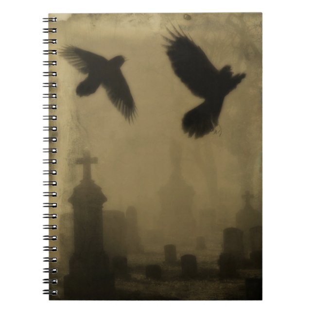 Crows In A Gothic Dark Light Notebook (Front)