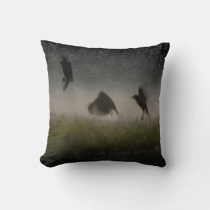 Crows In A Midnight Meadow Cushion