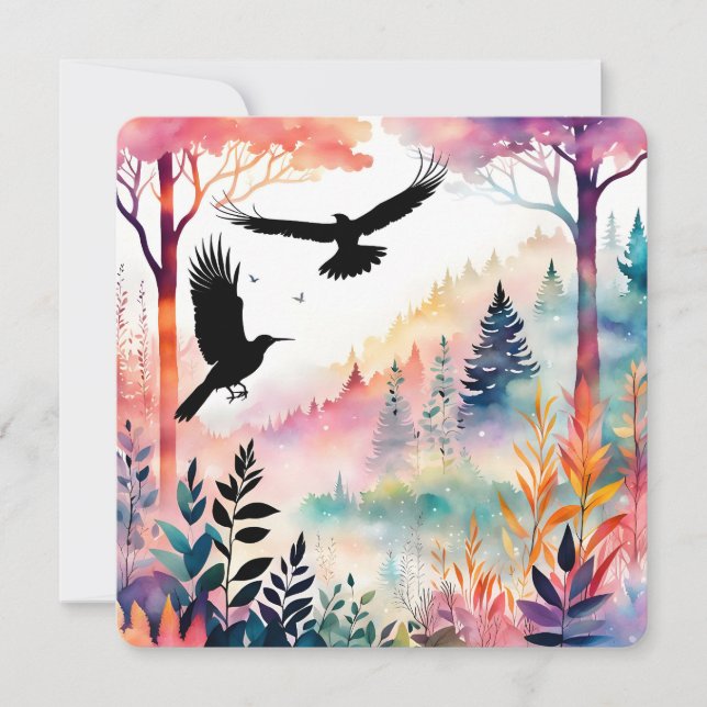 Crows in a Peaceful Colourful Forest (Front)