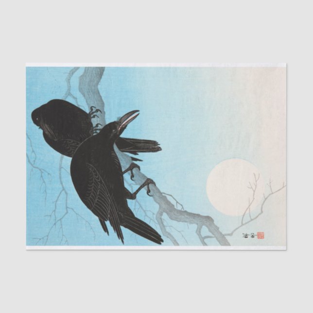 Crows in Moonlight by Ohara Koson Tissue Paper (Front)