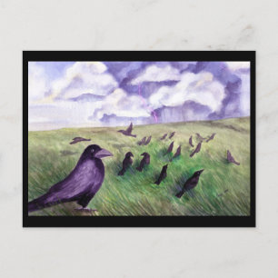 Crows in the Field Postcard