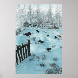 Crows on the snow poster