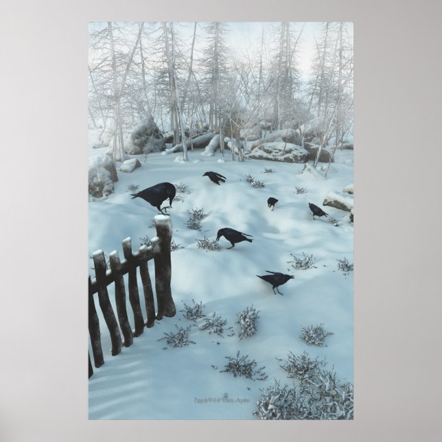 Crows on the snow poster (Front)