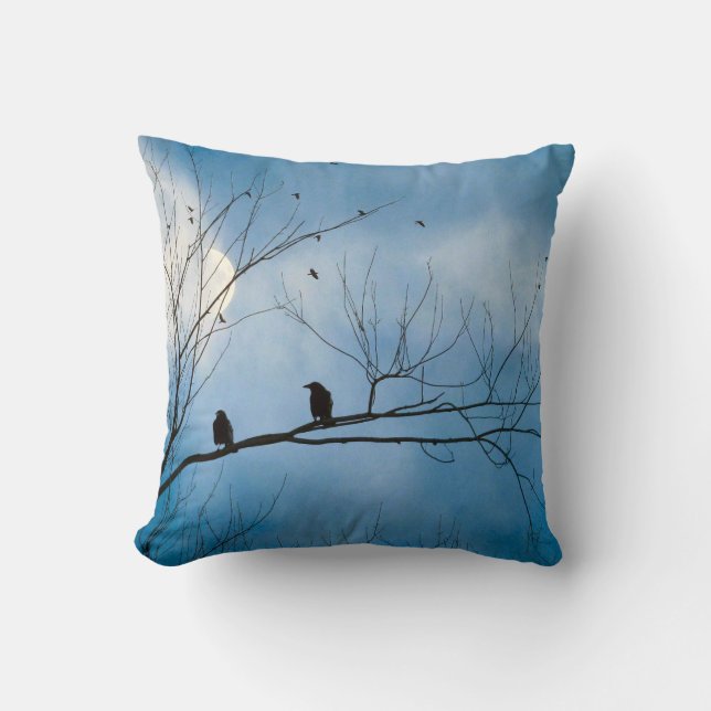 Crows Pn A Branch Throw Pillow (Front)