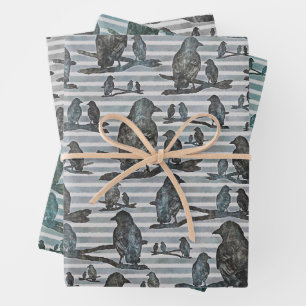 Crows Raben Crows on Axis Wrapping Paper Sheet