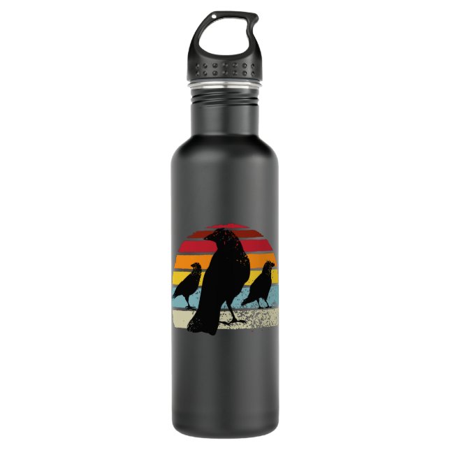 Crows Retro Crow Raven 710 Ml Water Bottle (Front)