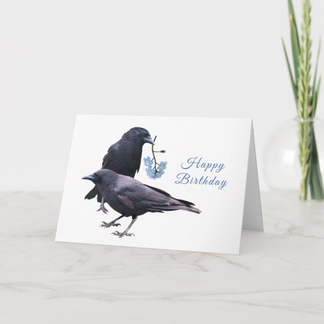 Crows with Flowers Birthday Card (Front)