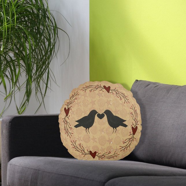 Crows With Heart  Round Cushion (Creator Uploaded)
