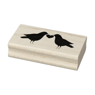 Crows With Heart Rubber Stamp