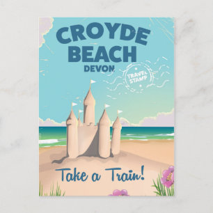CROYDE BEACH Devon Vintage travel poster Postcard