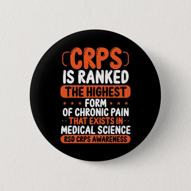 Crps Awareness Chronic Pain Orange Ribbon Rsd Crps 6 Cm Round Badge (Front)